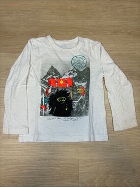 Crewcuts White Long-Sleeve Tee w/ Neon Orange & Yellow Mountain Climber Graphic